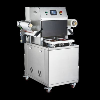 دستگاه کاملاً اتوماتیک وکیوم سیل پوسته‌ای با استیل ضد زنگ 304 درجه غذایی و قالب آلومینیوم آنودایز شده 6061 برای بسته‌بندی MAP