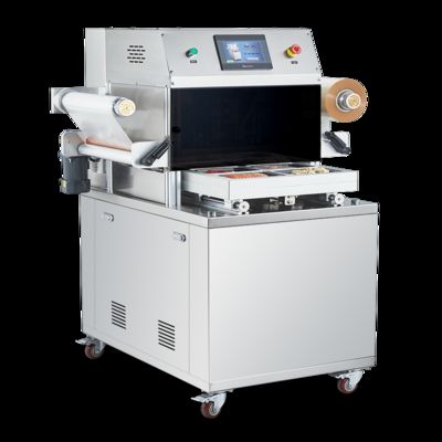 ماشین مهر و موم پوست خلاء کاملا خودکار DQ480VSL با فولاد ضد زنگ 304 درجه غذایی و قالب آلومینیوم 6061 آنودیزه شده برای بسته بندی MAP