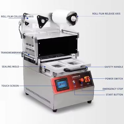 Food Grade 304 Stainless Steel Tray Sealing Machine with 6061 Anodized Aluminum Mold and Integrated Control System
