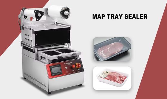Food Grade 304 Stainless Steel Tray Sealing Machine with 6061 Anodized Aluminum Mold and Integrated Control System